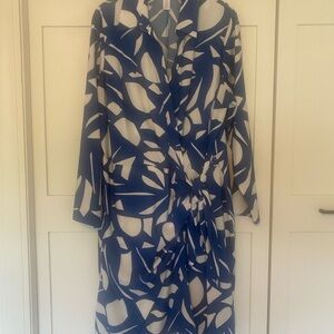 Blue and White Abstract Pattern Dress